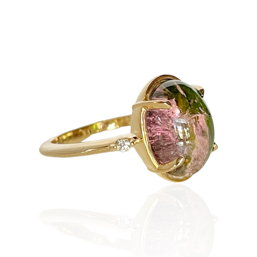 Eos watermelon tourmaline and diamond Ring - Rebecca Walls Jewelry