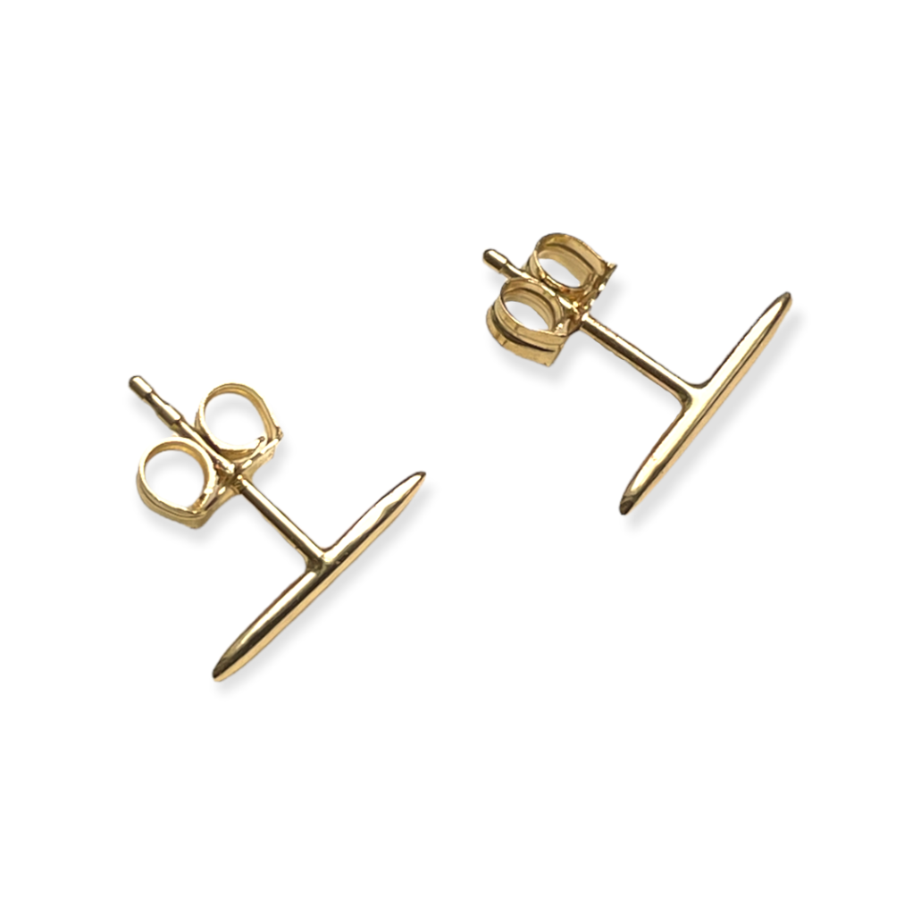 14kt gold Bar Stud earrings - Rebecca Walls Jewelry